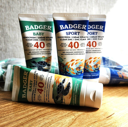 Back in stock, Badger Clear Zinc Sunscreen!